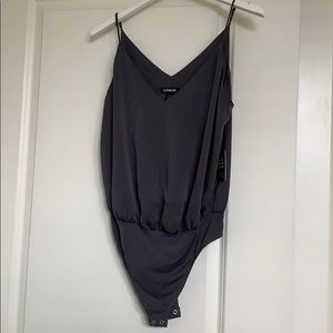 NWT Express grey satin cami bodysuit sz M
